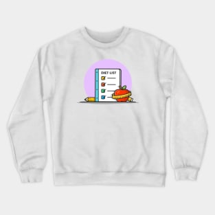 Diet List, Apple, With Pencil Cartoon Vector Icon Illustration Crewneck Sweatshirt